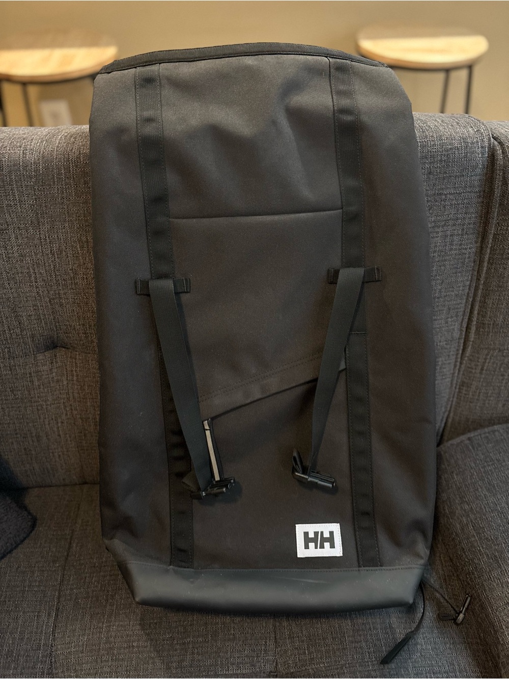 Helly Hansen Black Roll-Top Backpack with HH Logo, waterproof, 28L - Picture 12 of 13